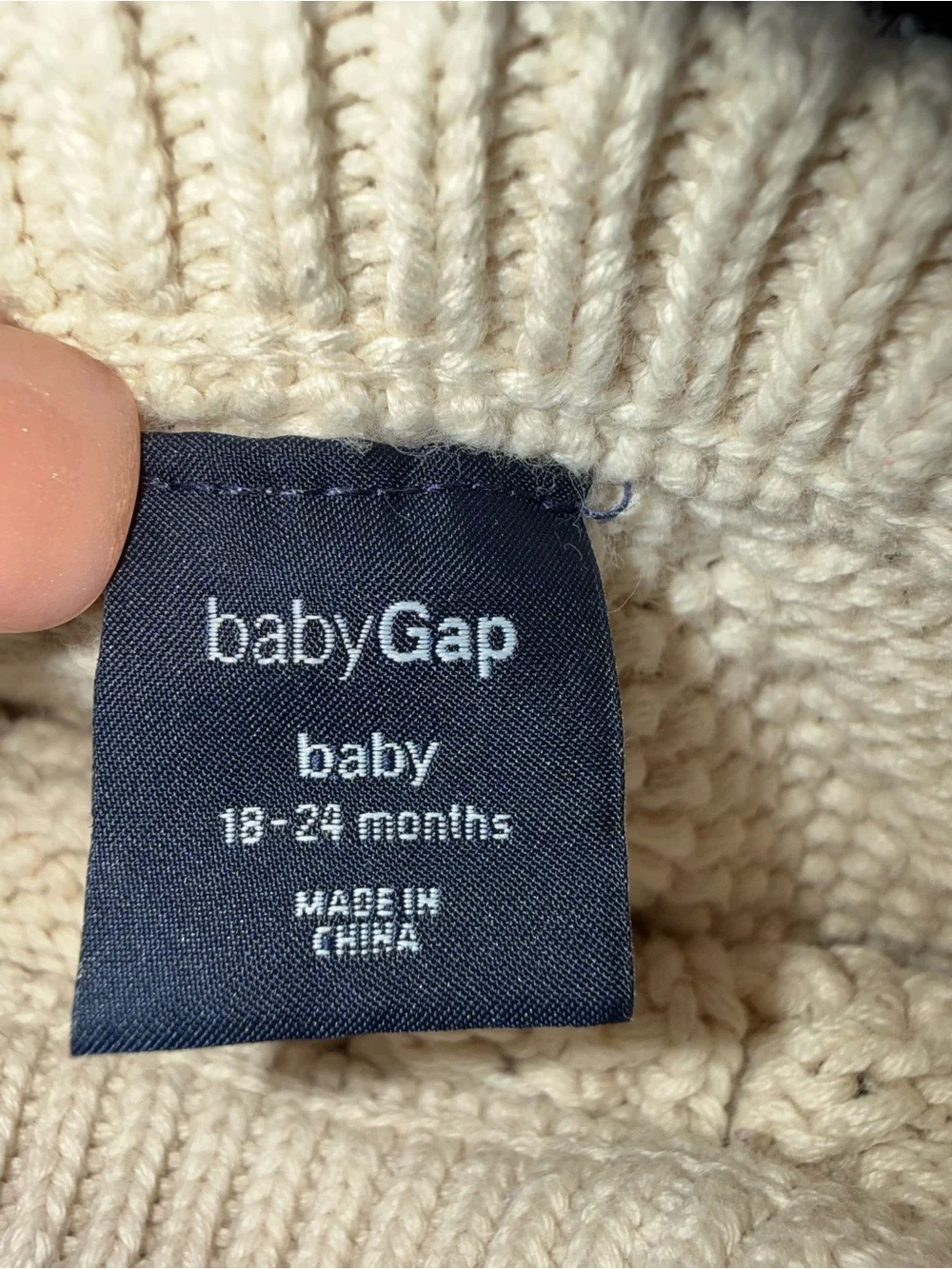 GAP Cream Cable-Knit Button Shoulder Sweater- 18-24 months